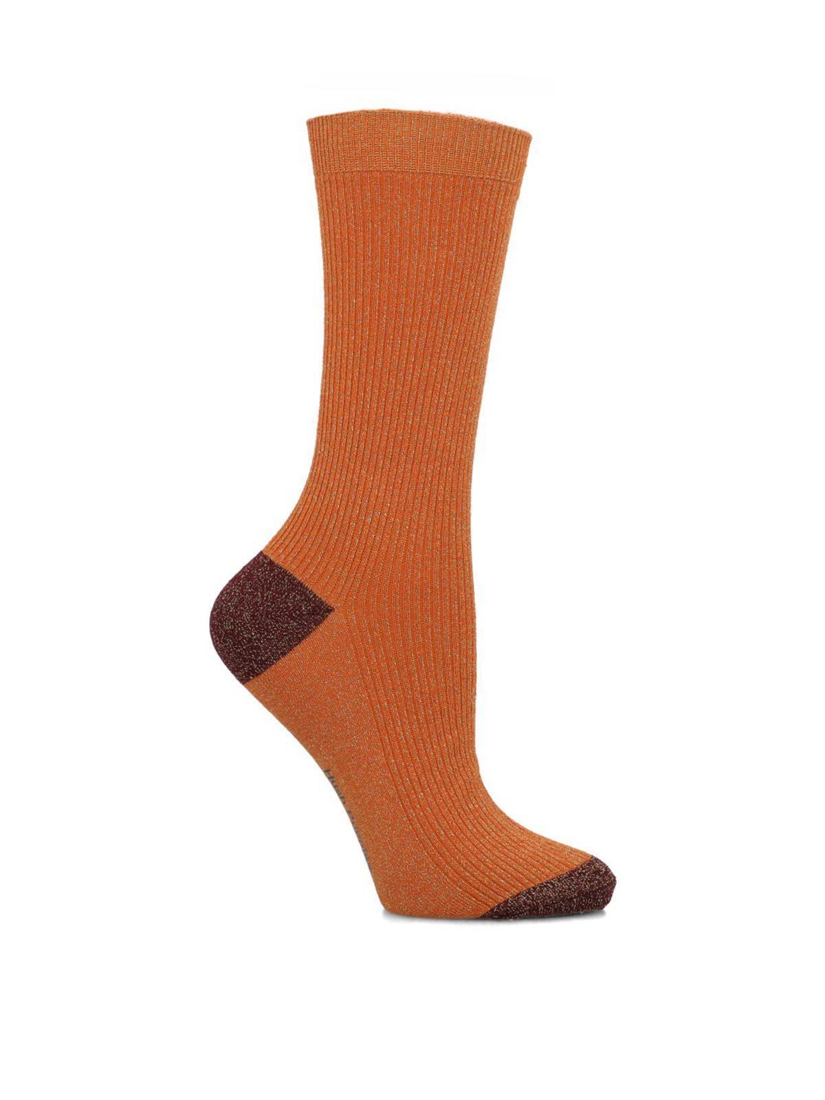 Calcetín Algodón Mujer C Lurex Plain Naranja-0