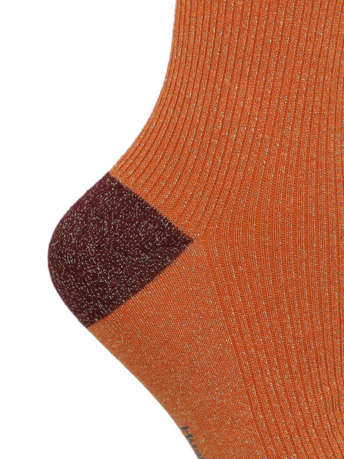 Calcetín Algodón Mujer C Lurex Plain Naranja-1