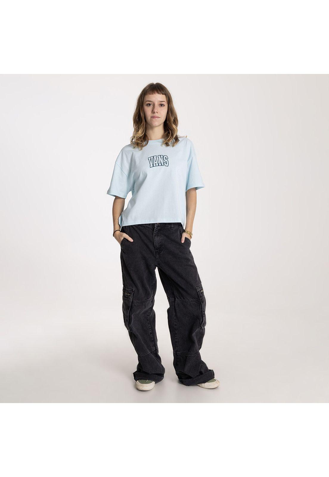 Polera Manga Corta Crested Celeste Mujer-5