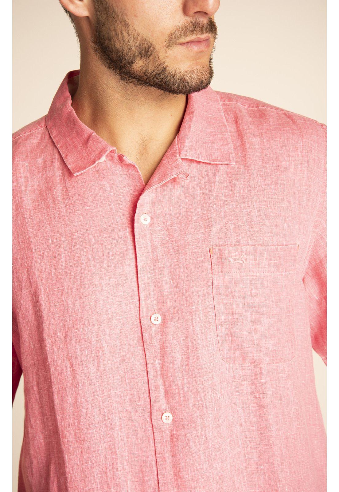 Camisa Lino Orgánico Hombre Linendyed Rosa-3
