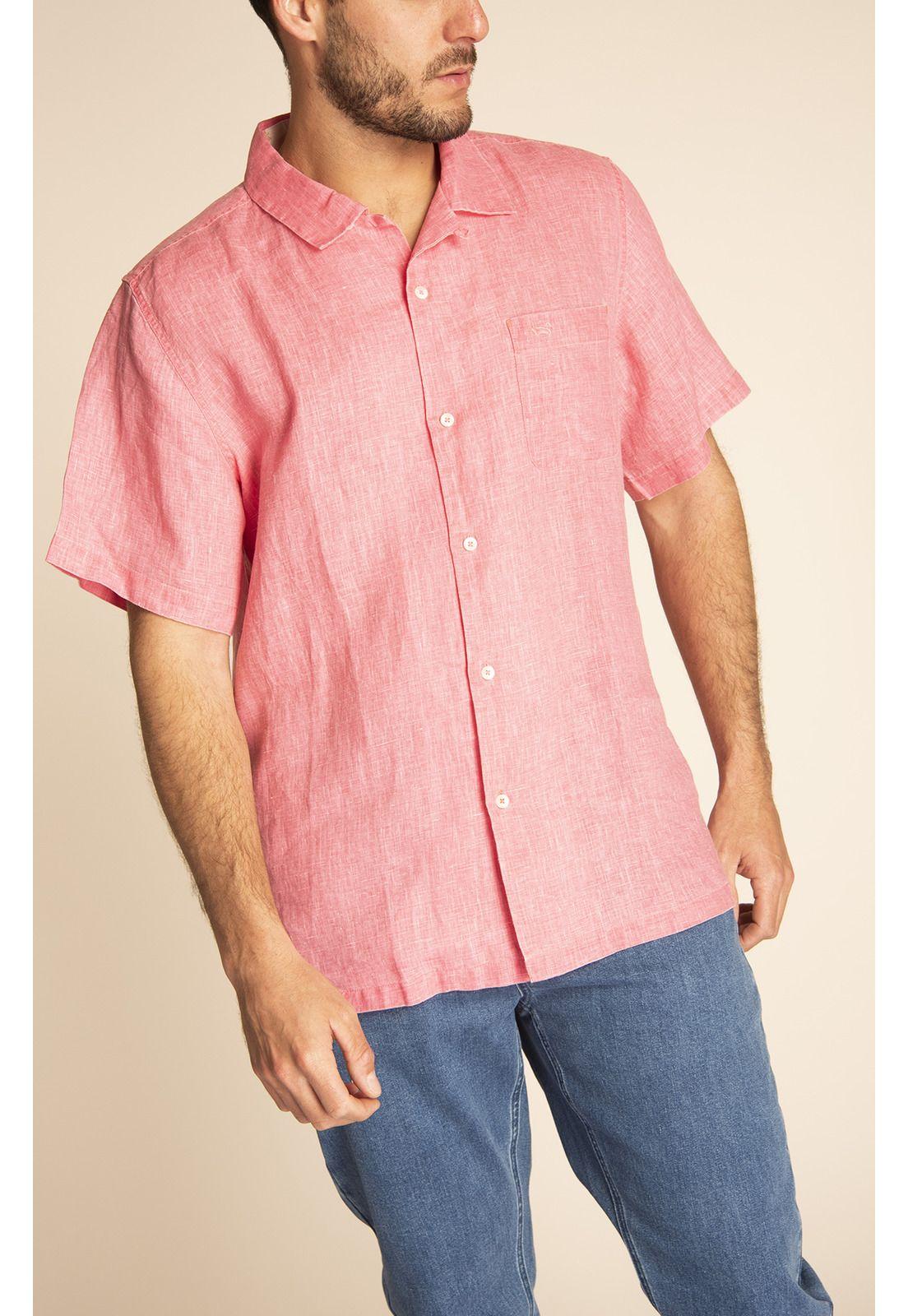 Camisa Lino Orgánico Hombre Linendyed Rosa-5