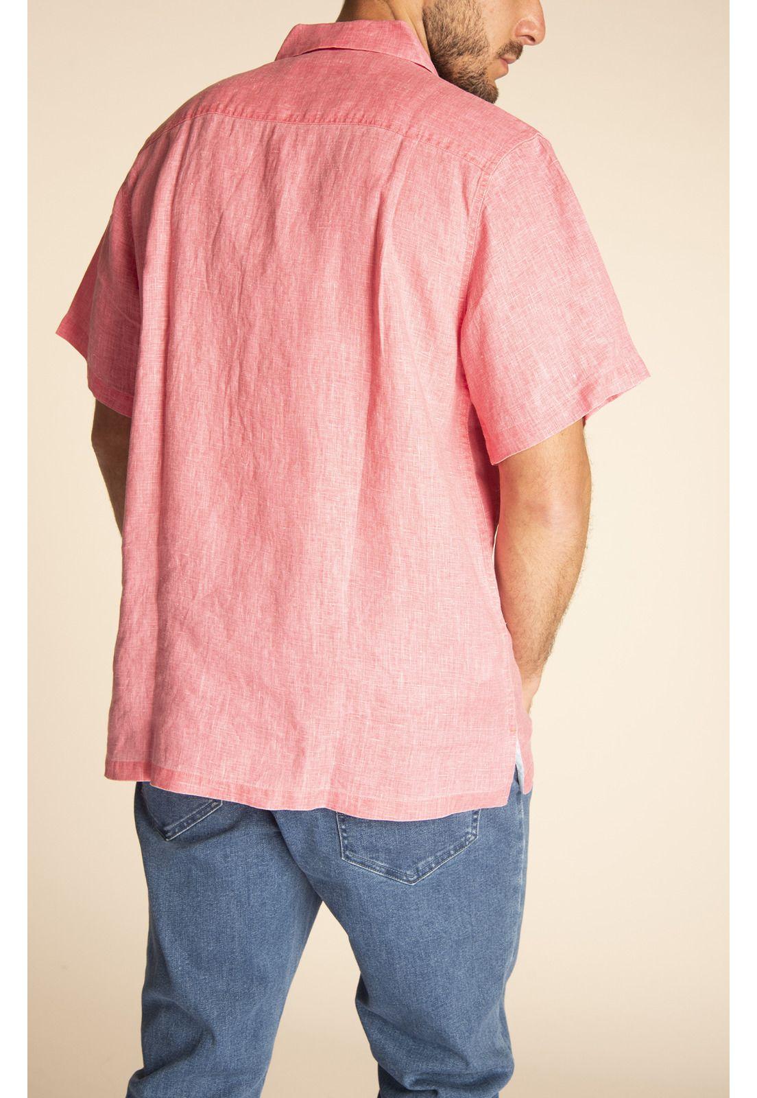 Camisa Lino Orgánico Hombre Linendyed Rosa-6