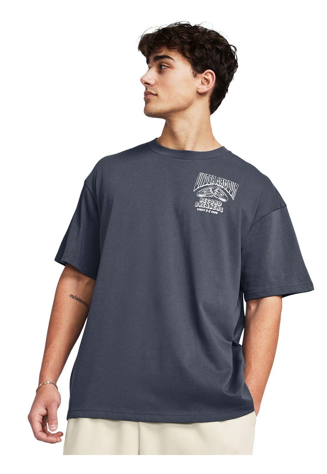 Polera manga corta Heavyweight hombre Gris-3