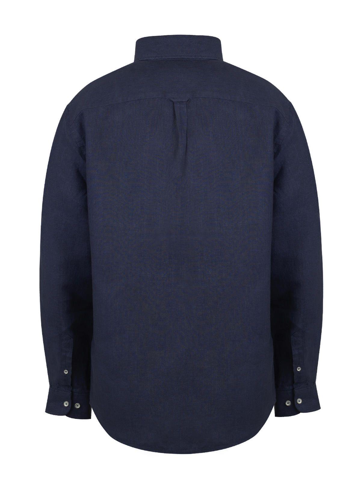 Camisa Lino Hombre Linen Azul-1