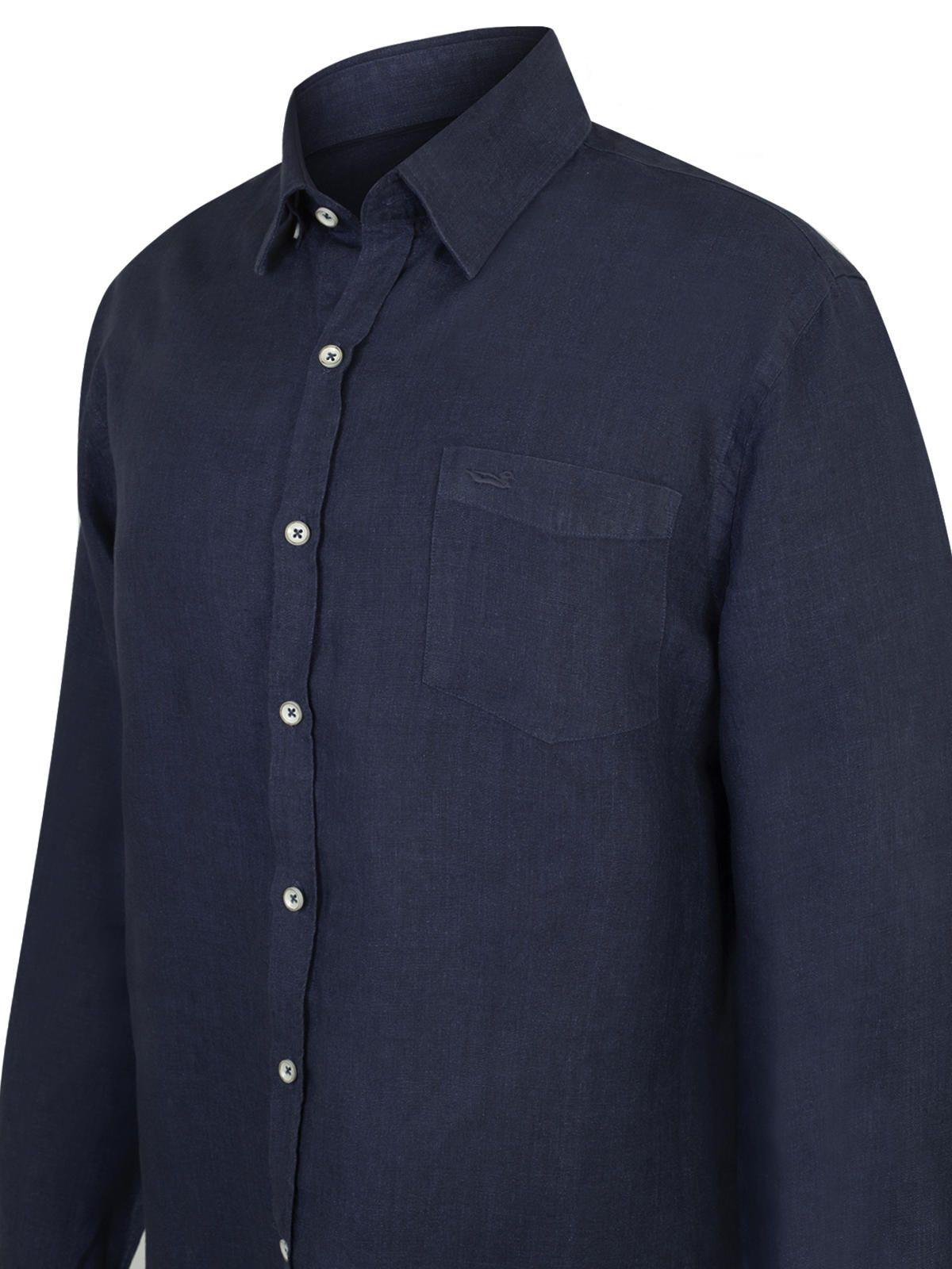 Camisa Lino Hombre Linen Azul-3