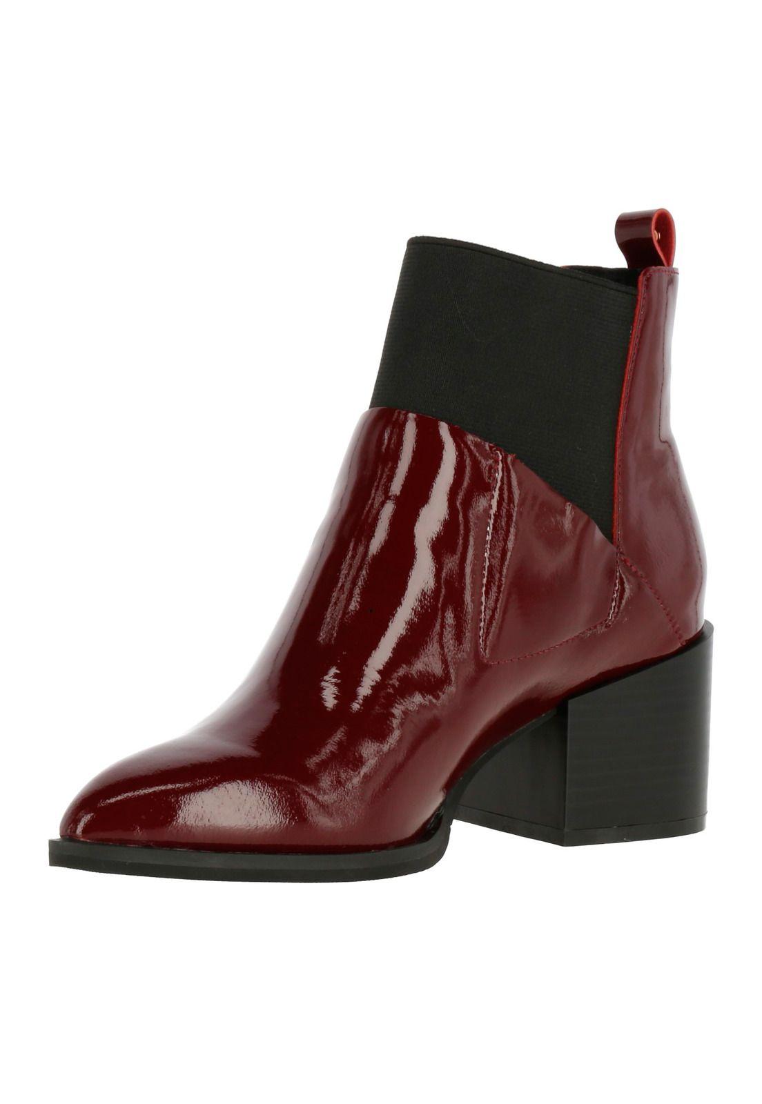 Botin Cuero Mujer Oddy Burdeo-1