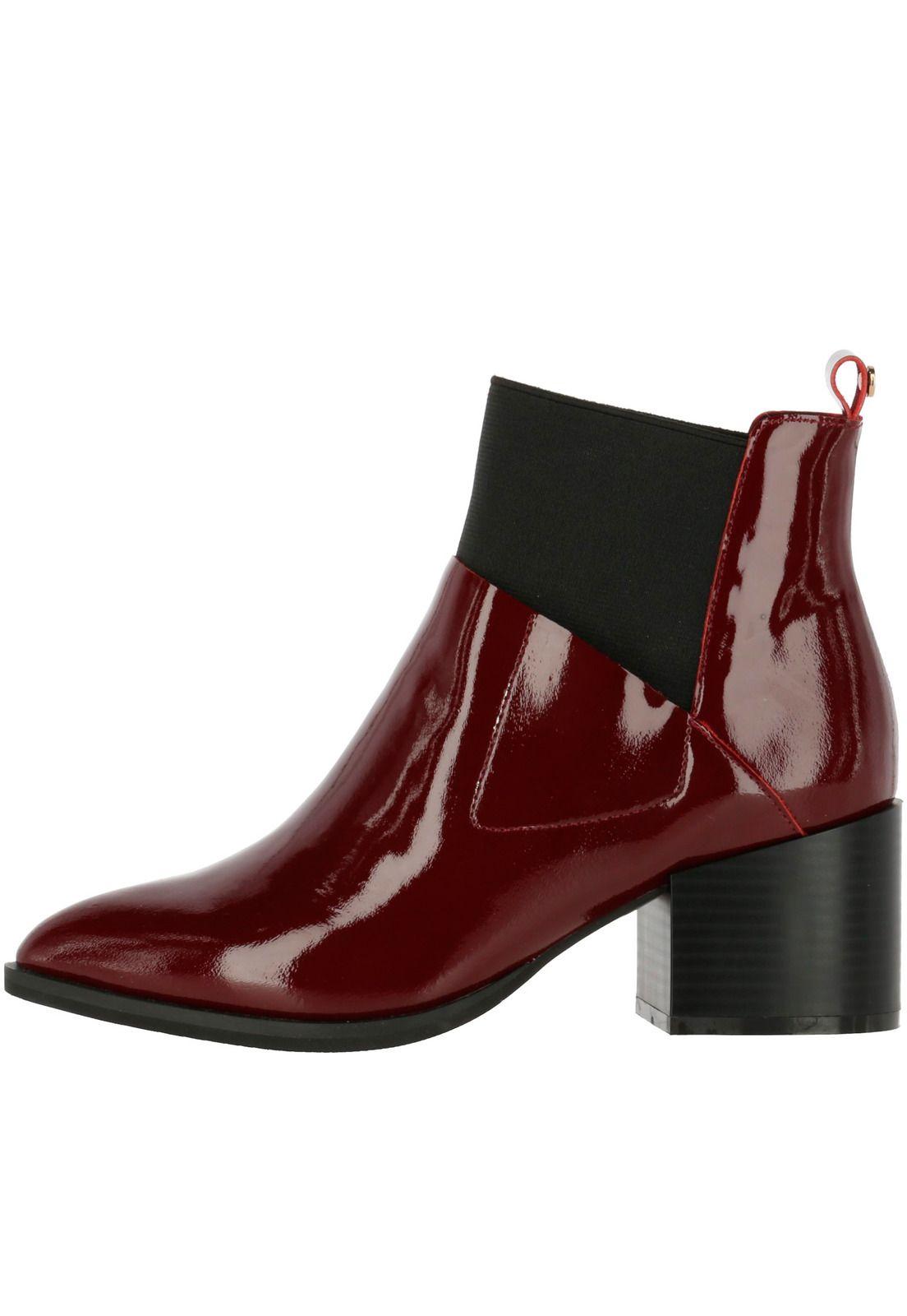 Botin Cuero Mujer Oddy Burdeo-2