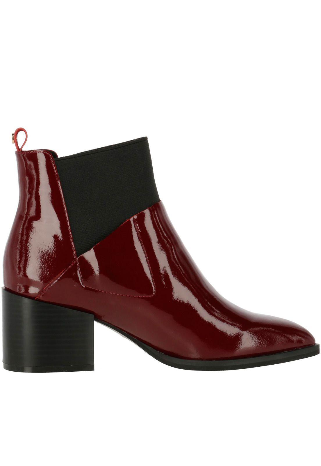 Botin Cuero Mujer Oddy Burdeo-3