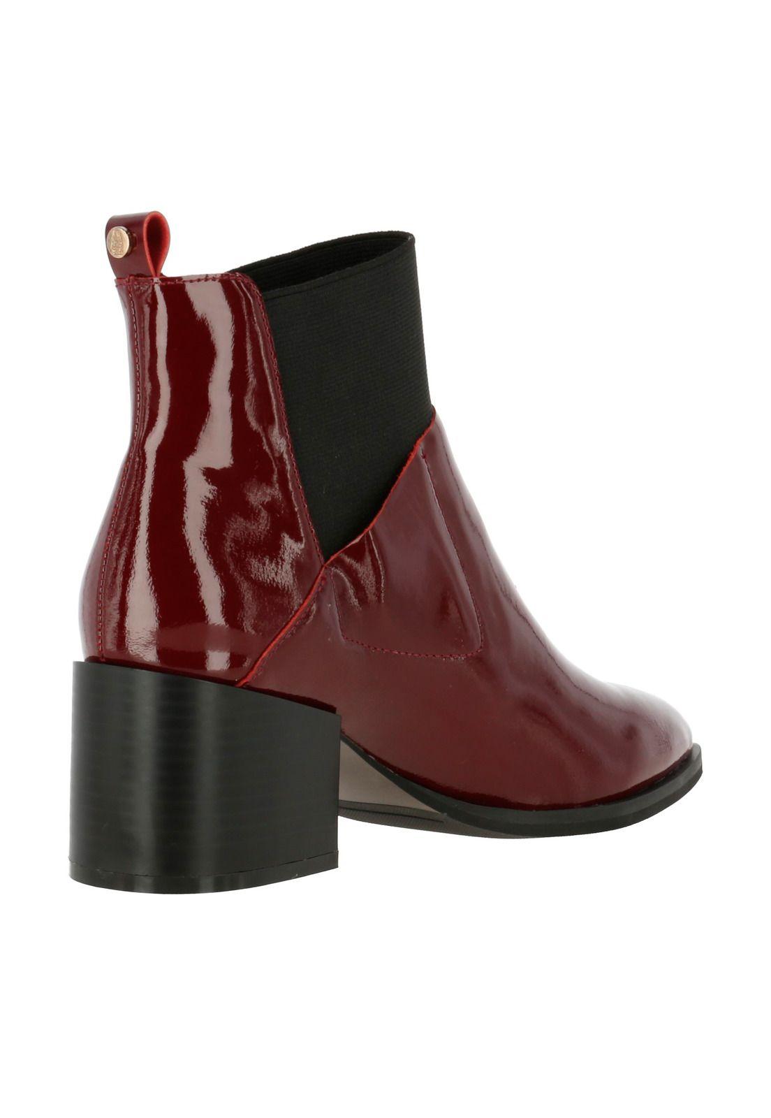 Botin Cuero Mujer Oddy Burdeo-4