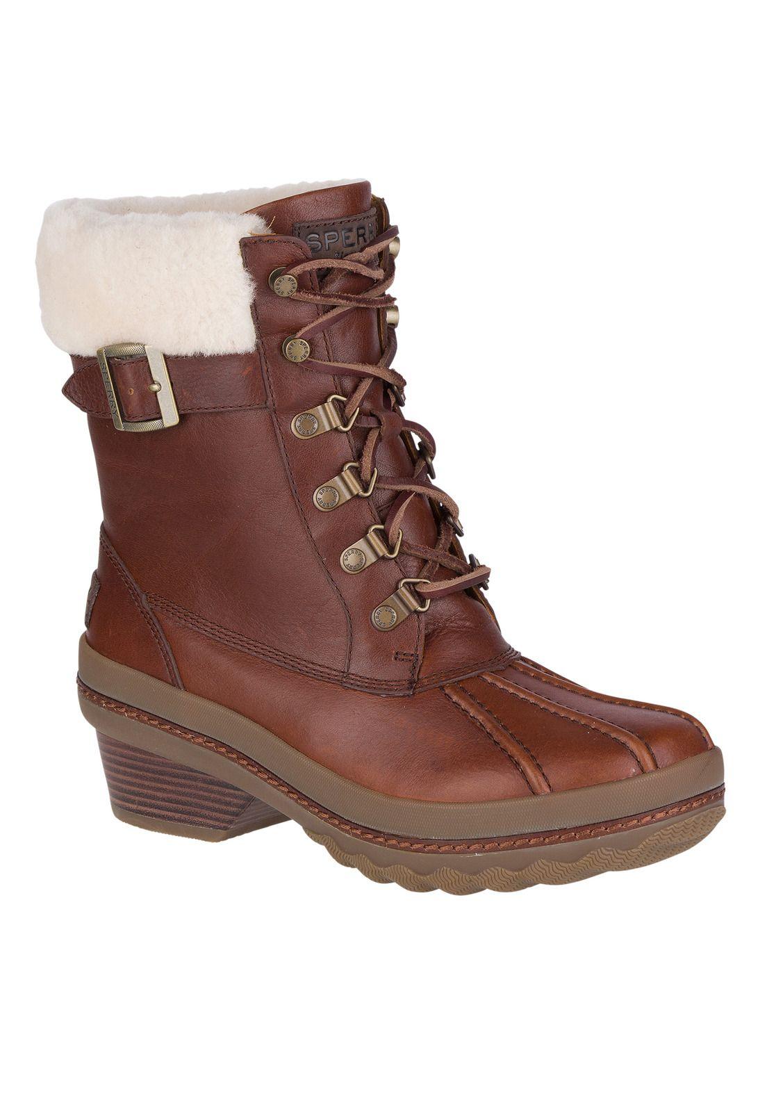 Botín Cuero Gold Cup Ava (Fur) Café Mujer Sperry-0