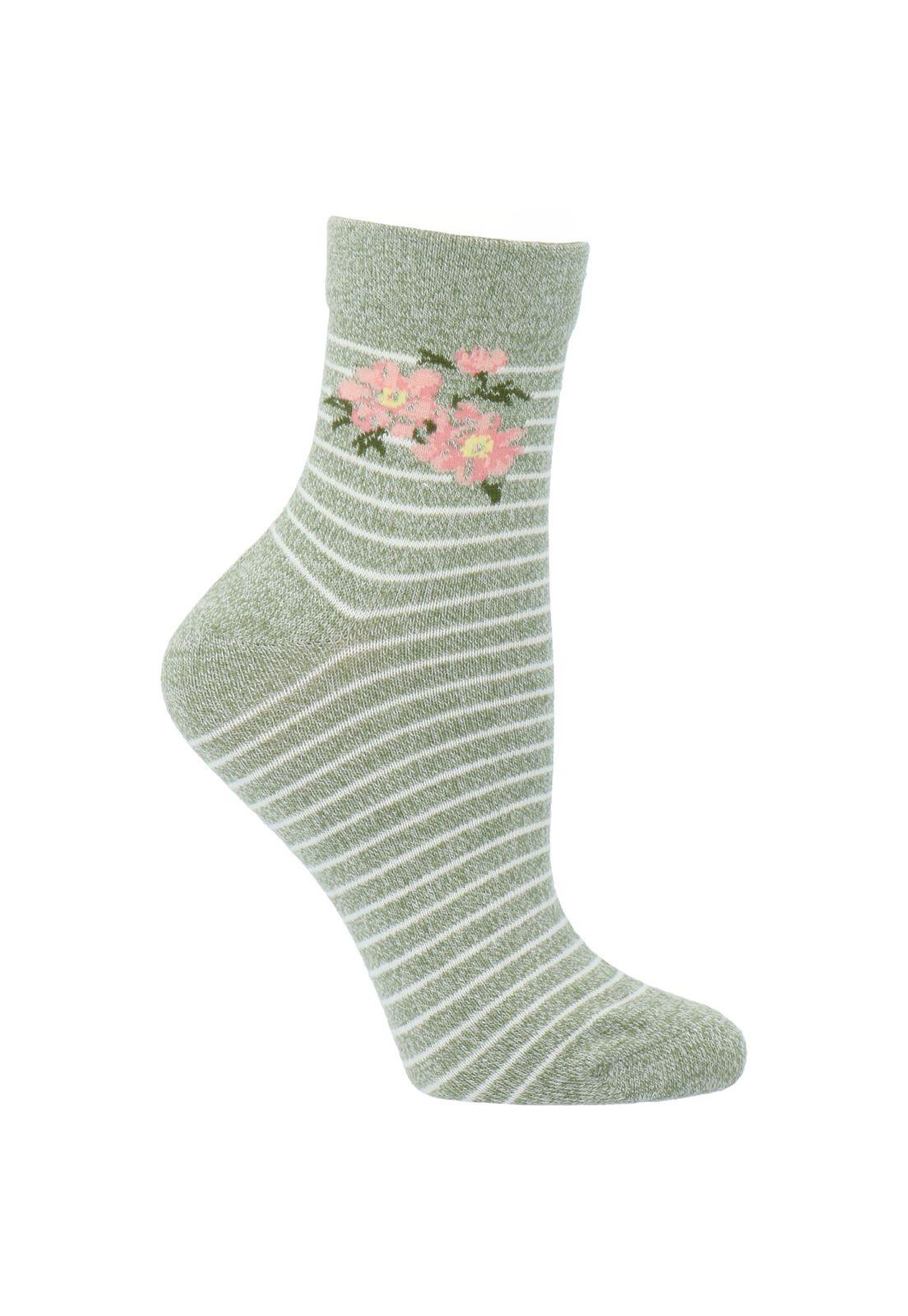 Calcetín Algodón Ak Florette Verde Mujer-0