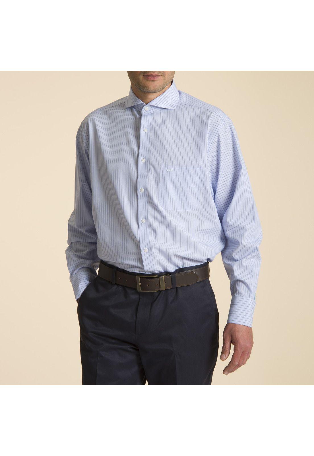 Camisa Libre de arrugas Travel Celeste-1