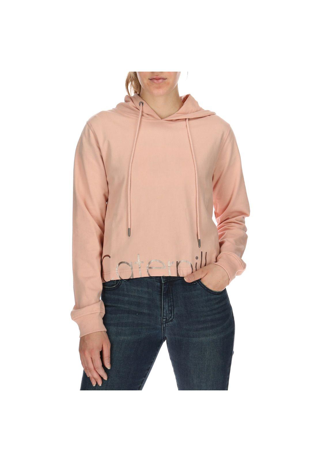 Polerón Mujer Cropped Caterpillar Sweatshirt Algodón Rosa-0