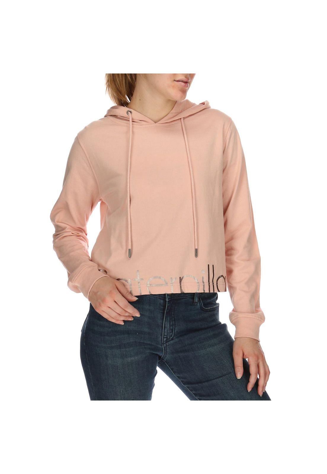 Polerón Mujer Cropped Caterpillar Sweatshirt Algodón Rosa-3