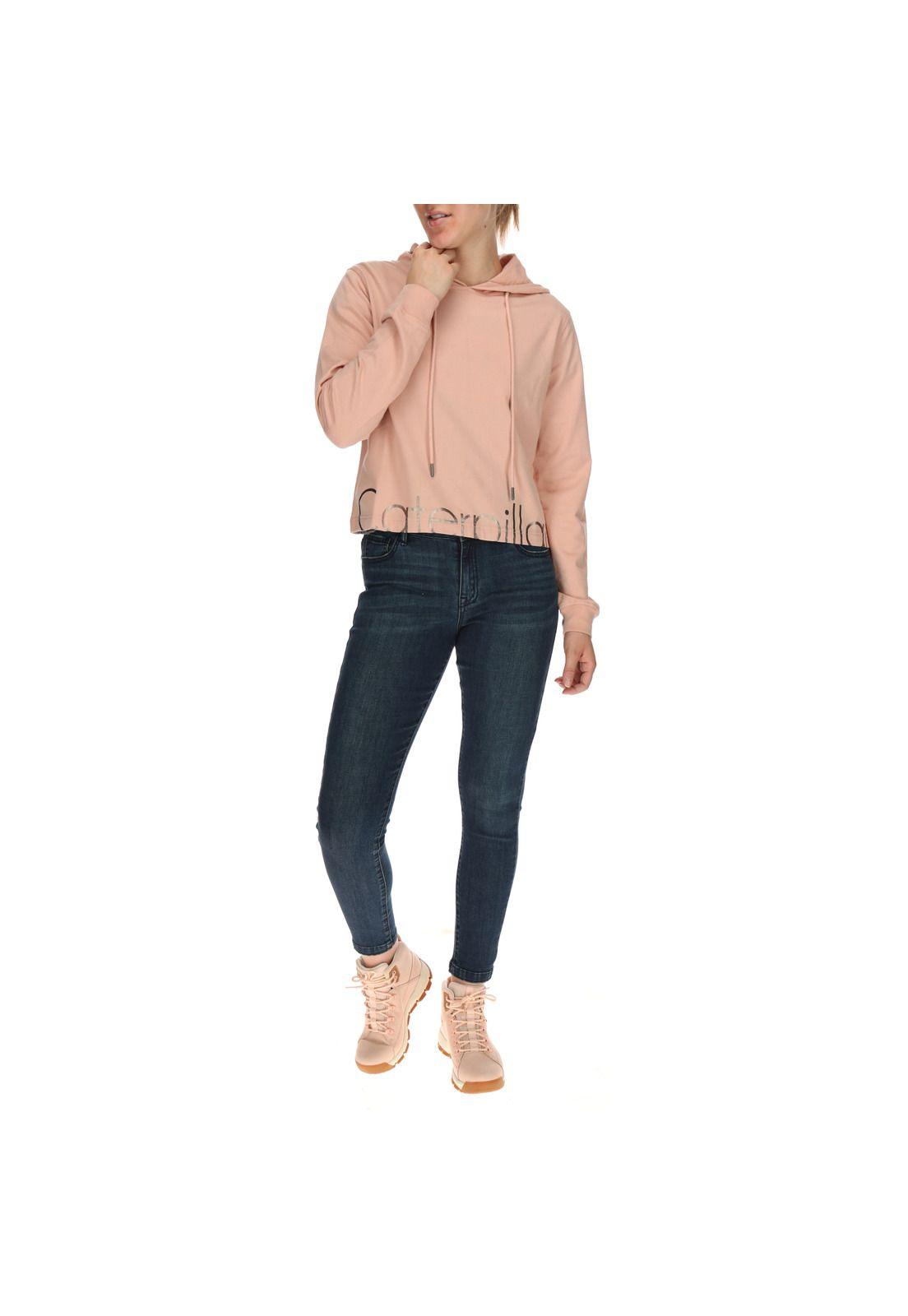 Polerón Mujer Cropped Caterpillar Sweatshirt Algodón Rosa-4