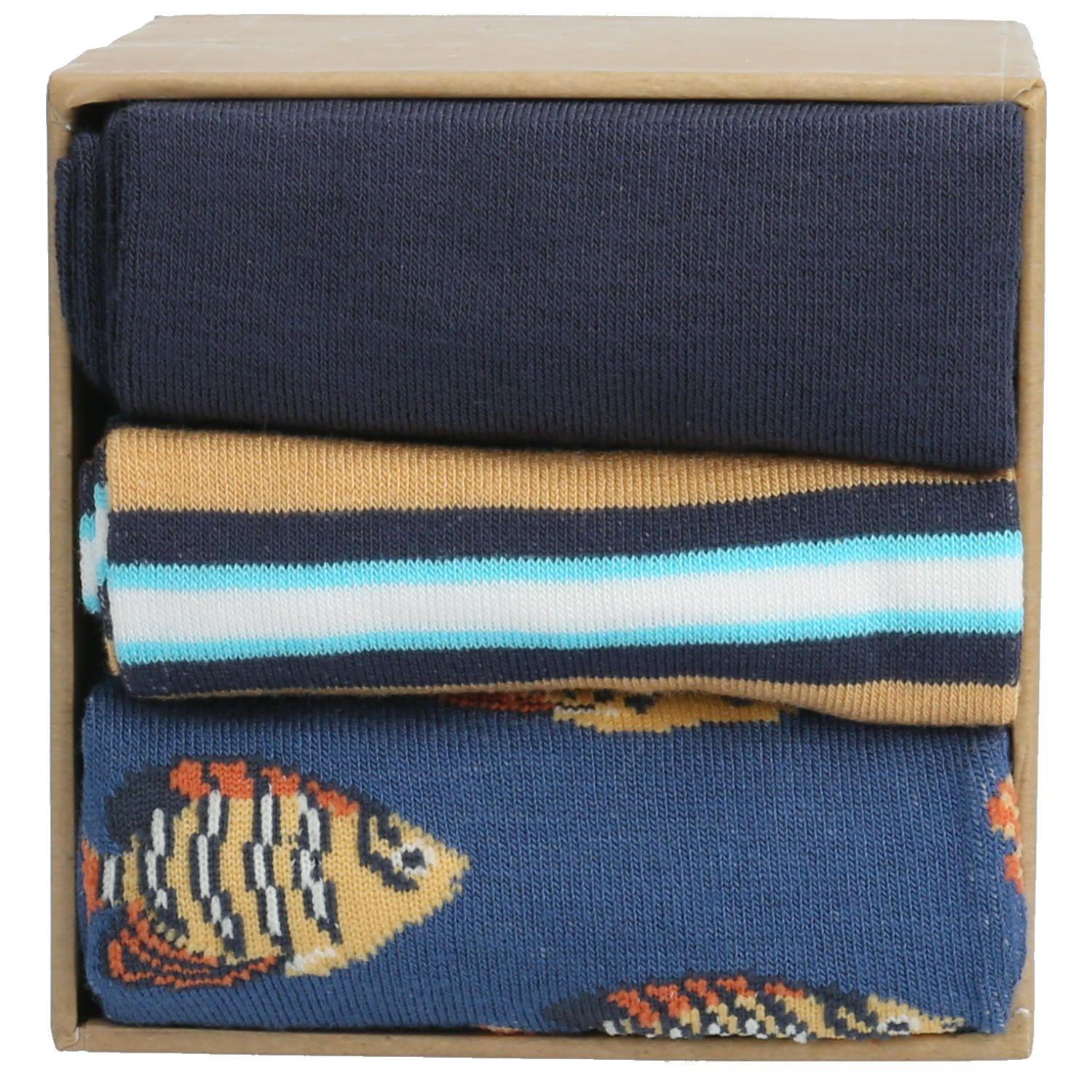 Calcetín Bambú Hombre Pack Gift Pez Multicolor-3