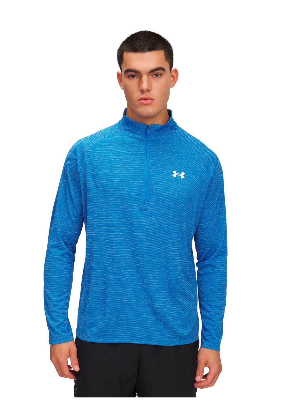 Polerón Training  hombre Tech Textured ½ Zip azul -3