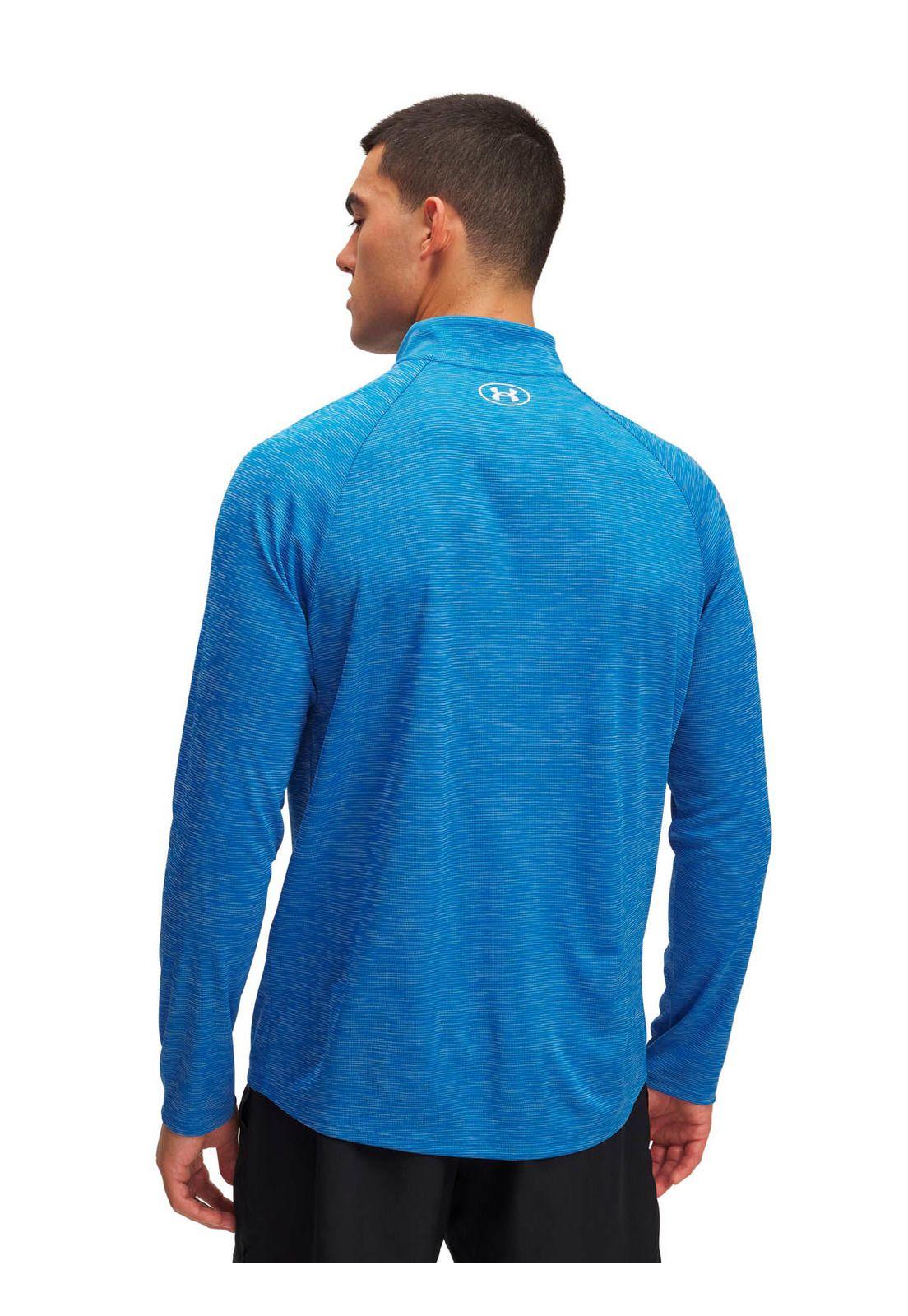 Polerón Training  hombre Tech Textured ½ Zip azul -4