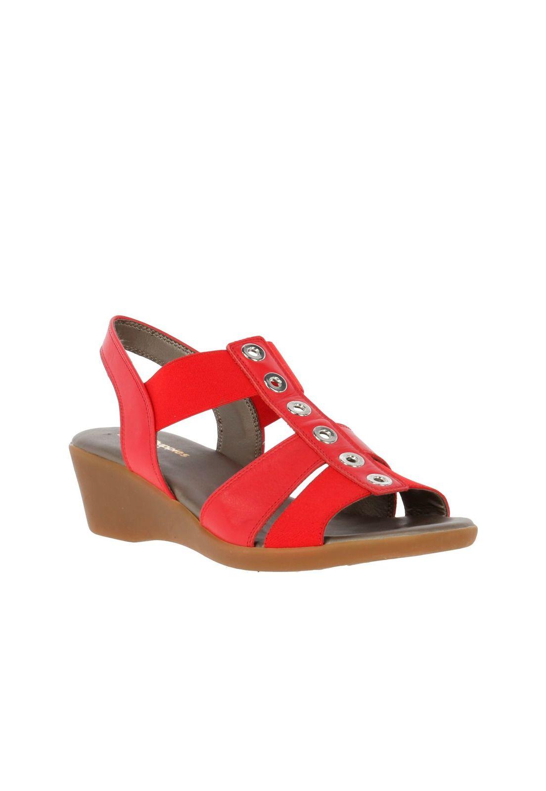 Sandalia Cuero Very Well Rojo-0
