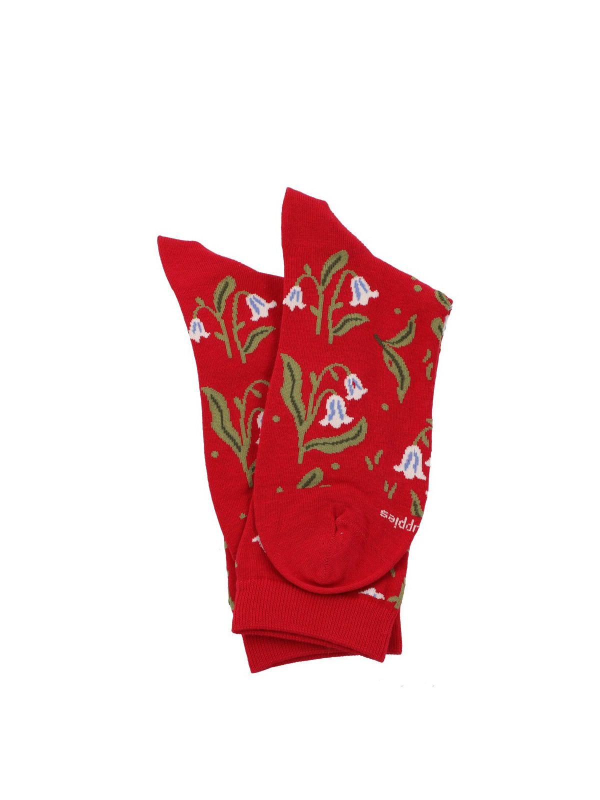 Calcetín Algodón Mujer C Flower Rosado-2