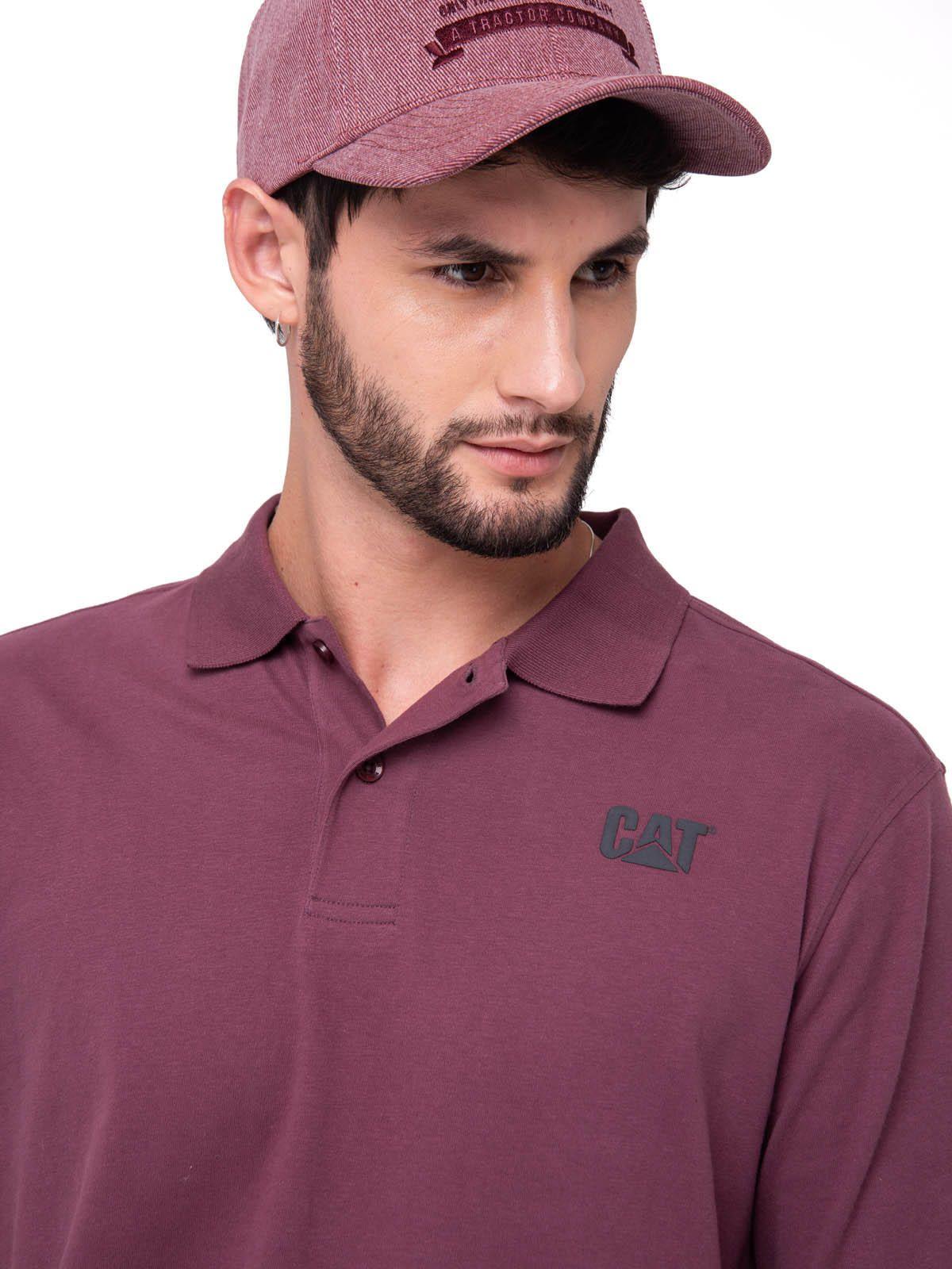 Polera Pique Manga Corta Logo Jersey Burdeo-3