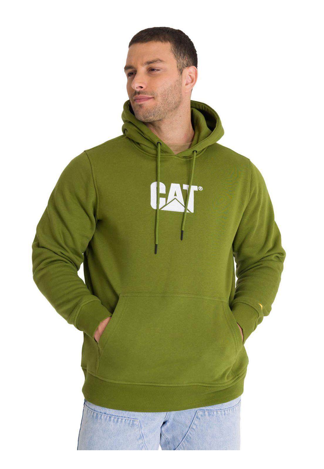 Polerón Con Gorro Logo Hombre Verde-0