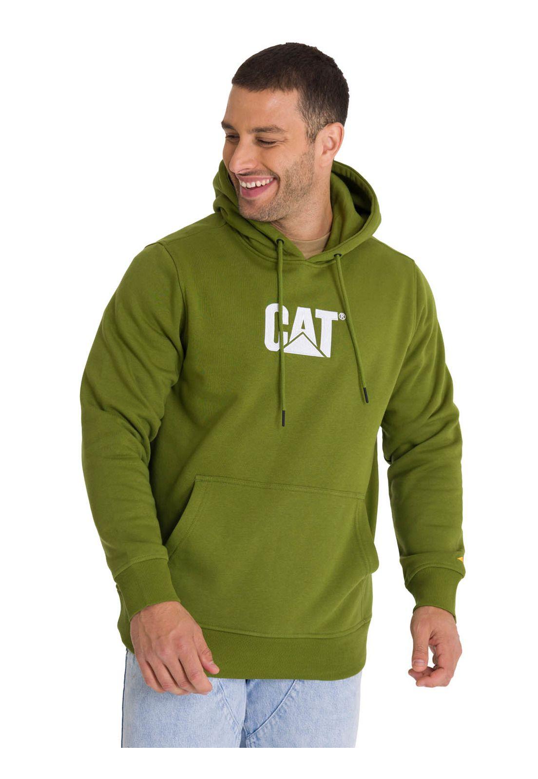 Polerón Con Gorro Logo Hombre Verde-1