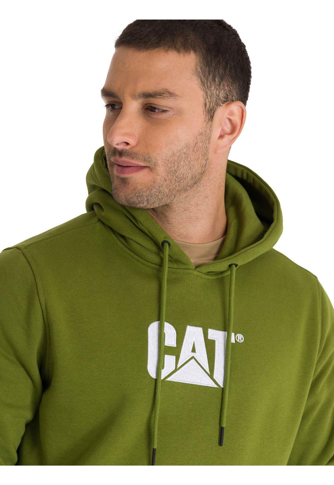 Polerón Con Gorro Logo Hombre Verde-4