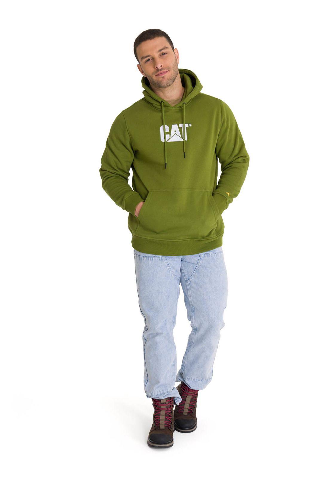 Polerón Con Gorro Logo Hombre Verde-5