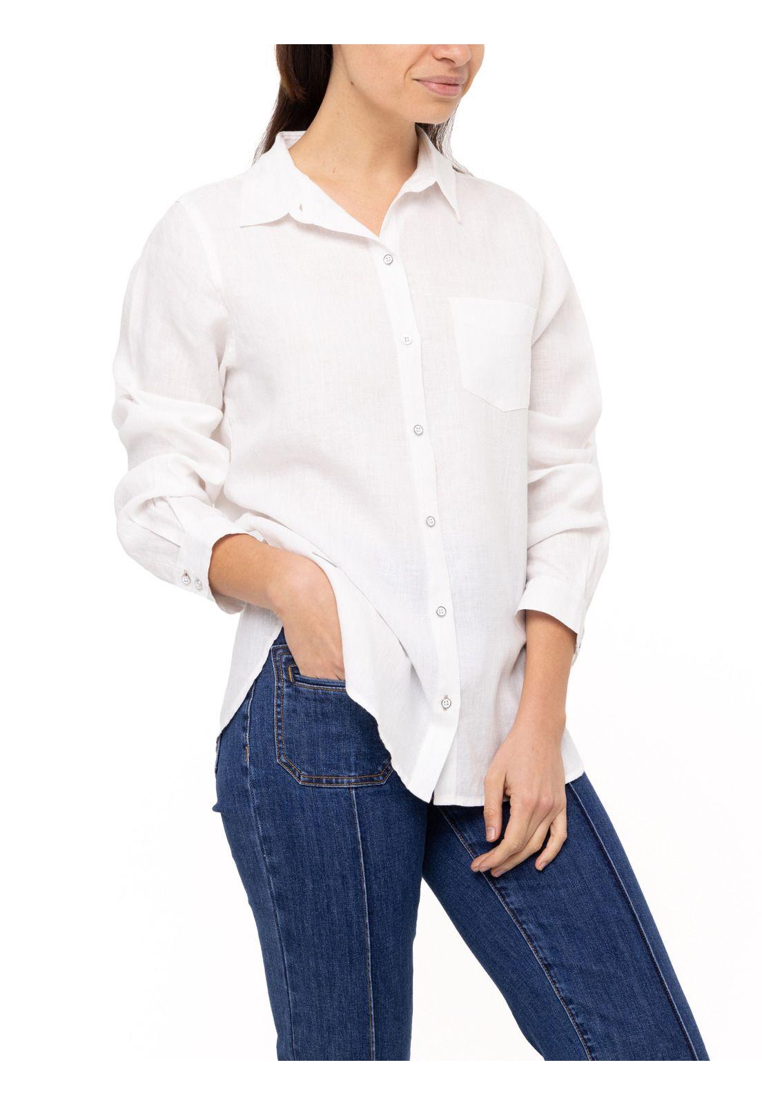 Blusa Lino Orgánico Lirio Blanco Mujer-4