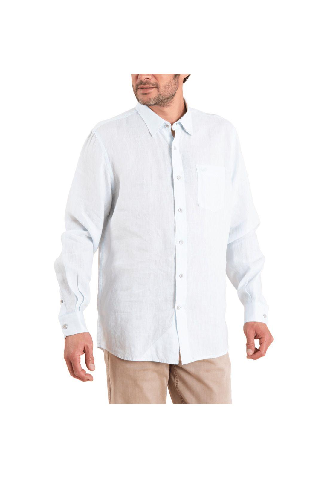 Camisa Algodón Orgánico Hombre Linen Celeste-0