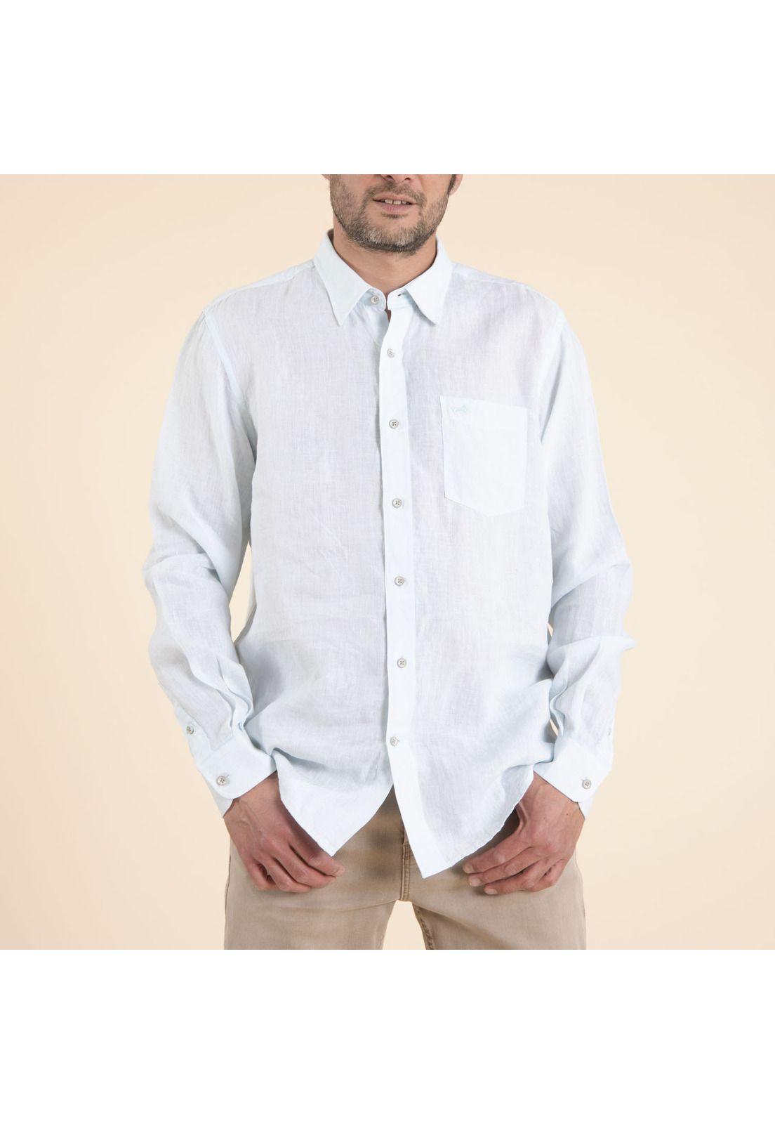 Camisa Algodón Orgánico Hombre Linen Celeste-1