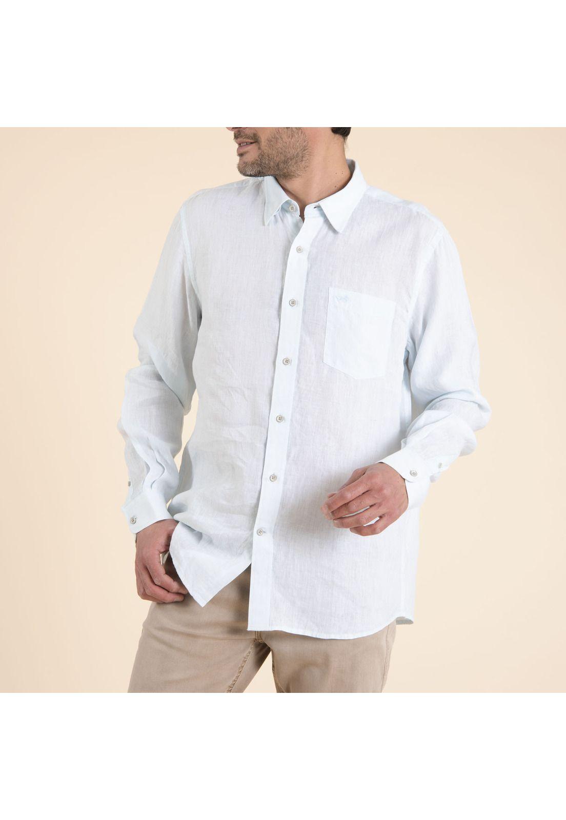 Camisa Algodón Orgánico Hombre Linen Celeste-2