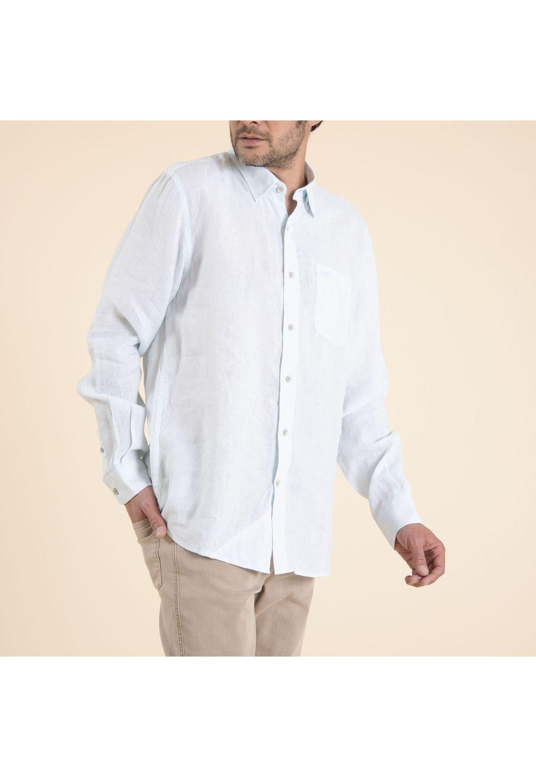 Camisa Algodón Orgánico Hombre Linen Celeste-3