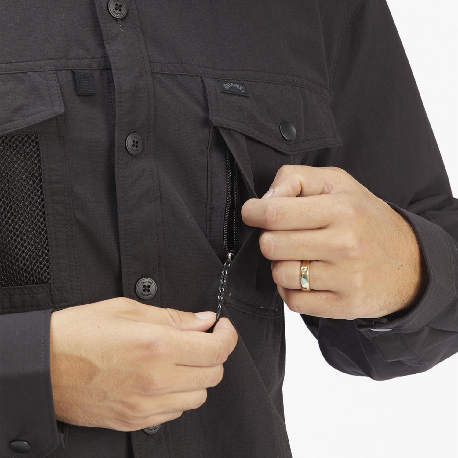 Camisa M/L Hombre A/Div Otis Surftrek Negro-3