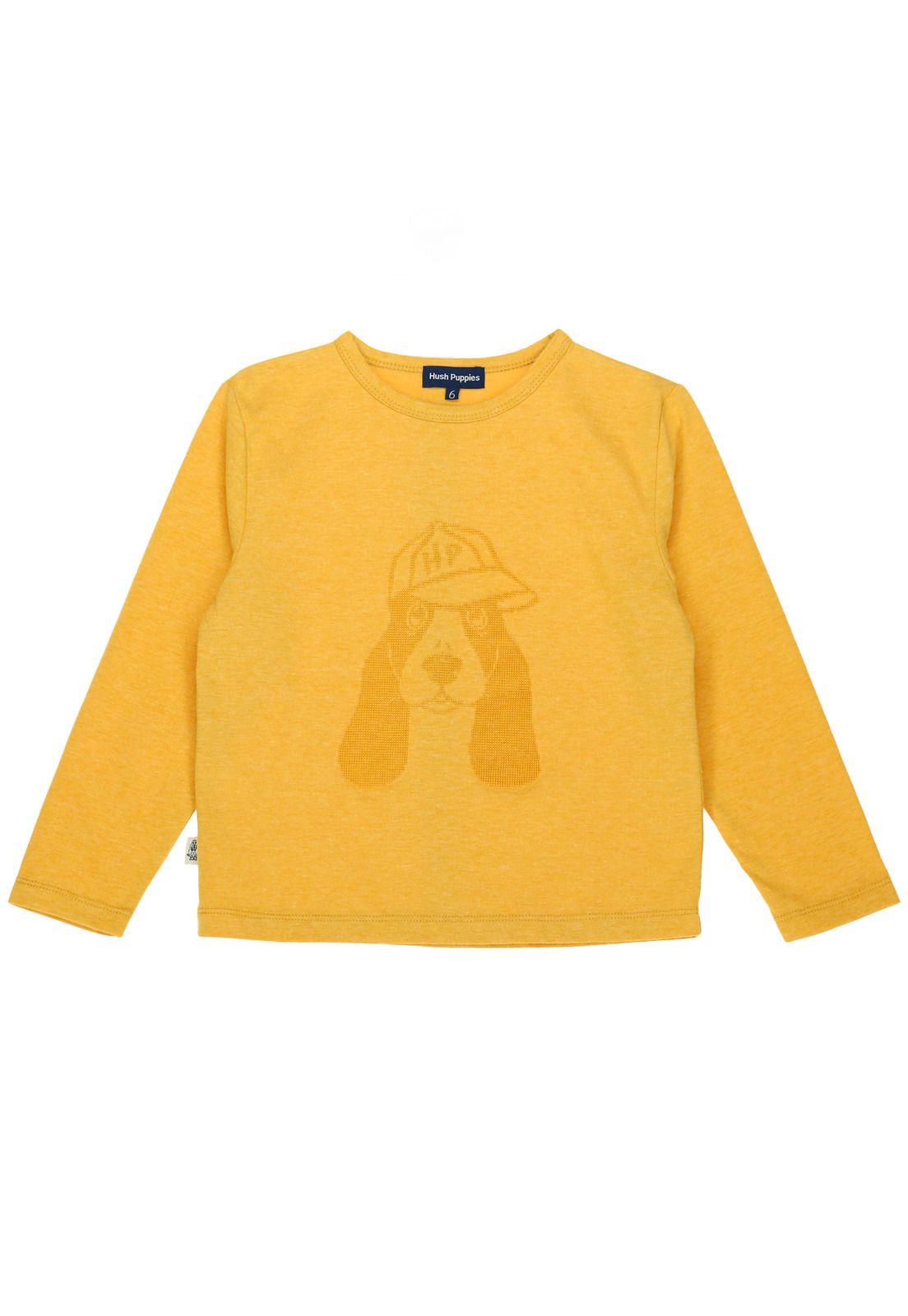Polera Manga Larga Niño Print Relieve Dog Amarillo-0