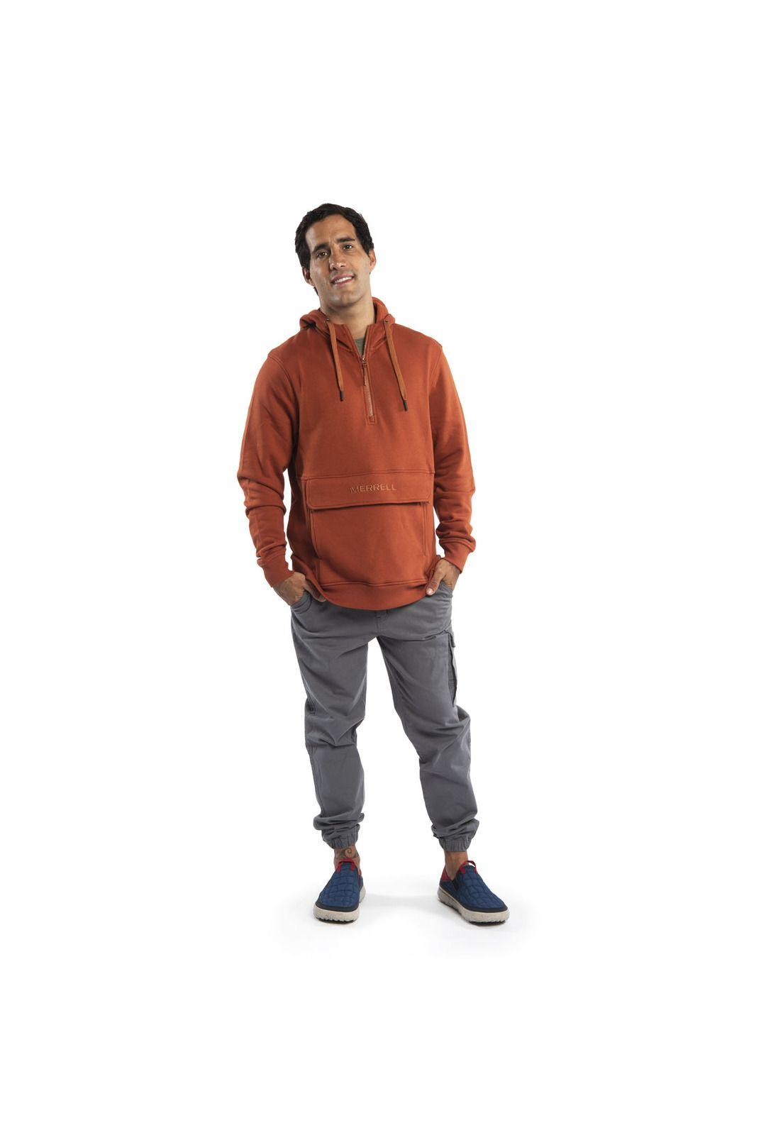 Polerón Hombre Jasper Q/4 Zip Naranjo-4