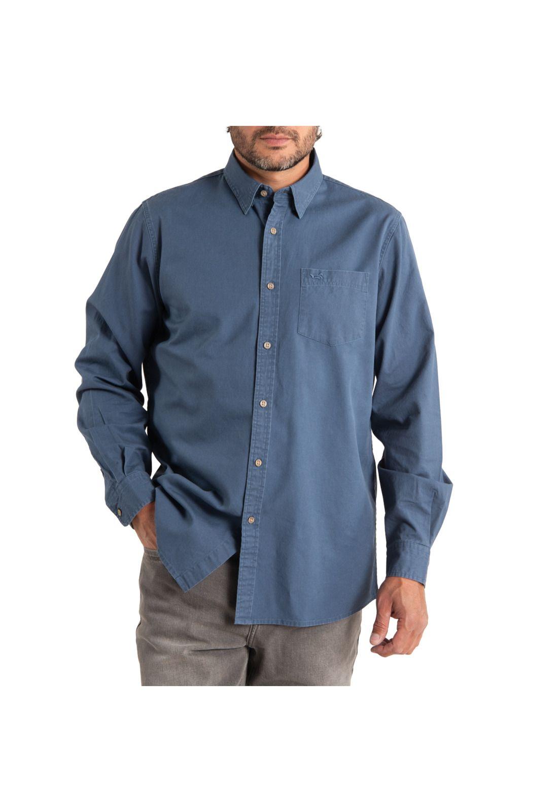 Camisa Hombre Algodón Orgánico Navarino Azul-0