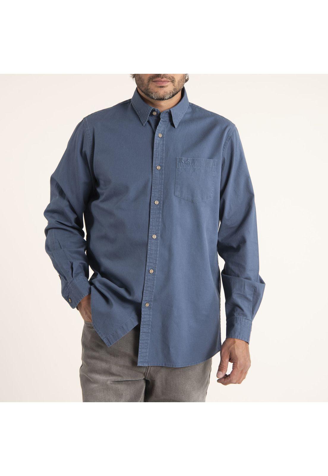 Camisa Hombre Algodón Orgánico Navarino Azul-1