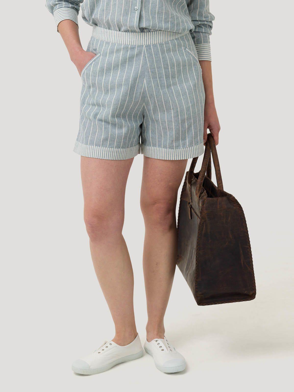 Short Lino Orgánico Mujer Huron Celeste -4