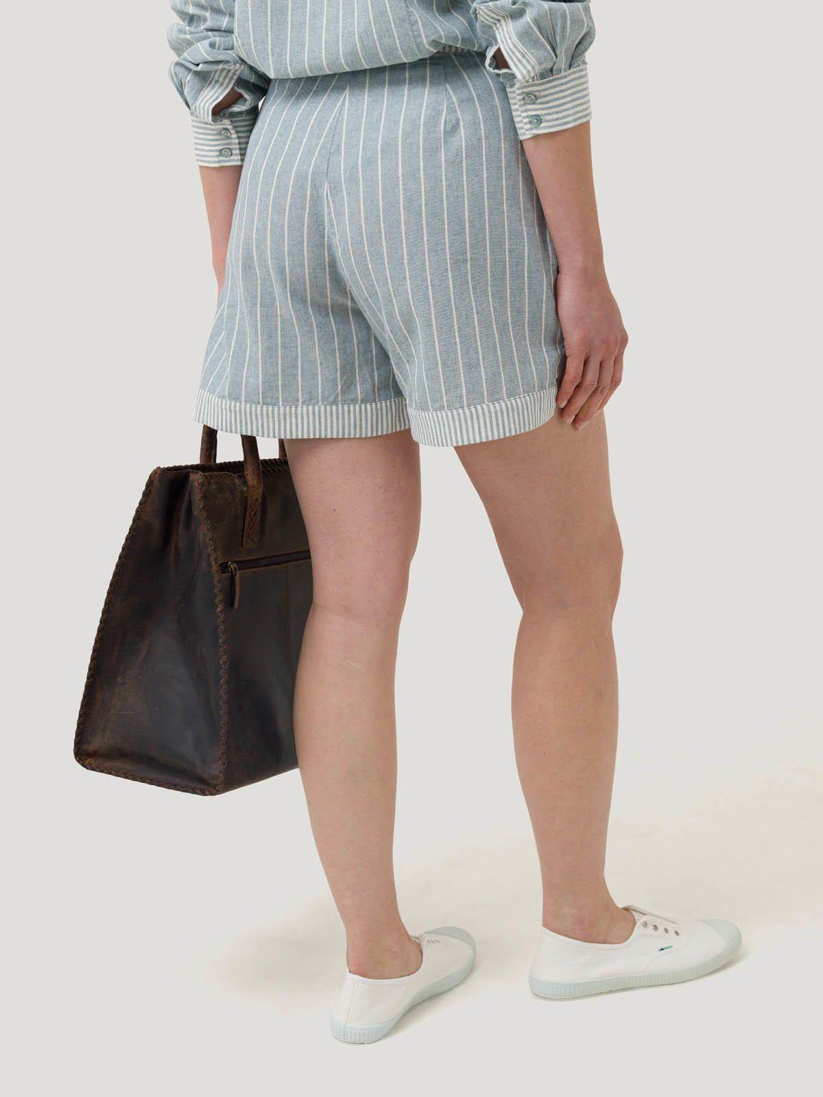 Short Lino Orgánico Mujer Huron Celeste -5