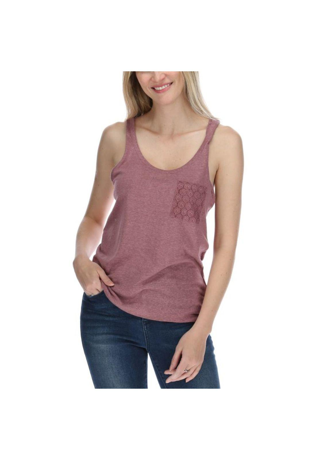 Polera Sm Mujer Lace Pocket Tank Top Burdeo-0