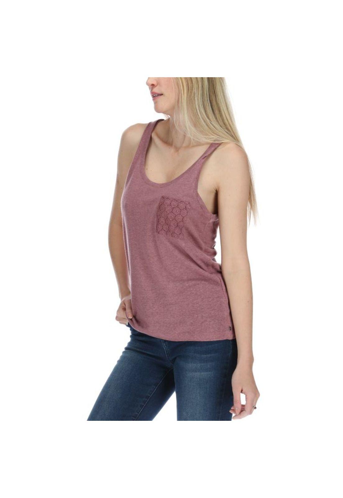 Polera Sm Mujer Lace Pocket Tank Top Burdeo-1