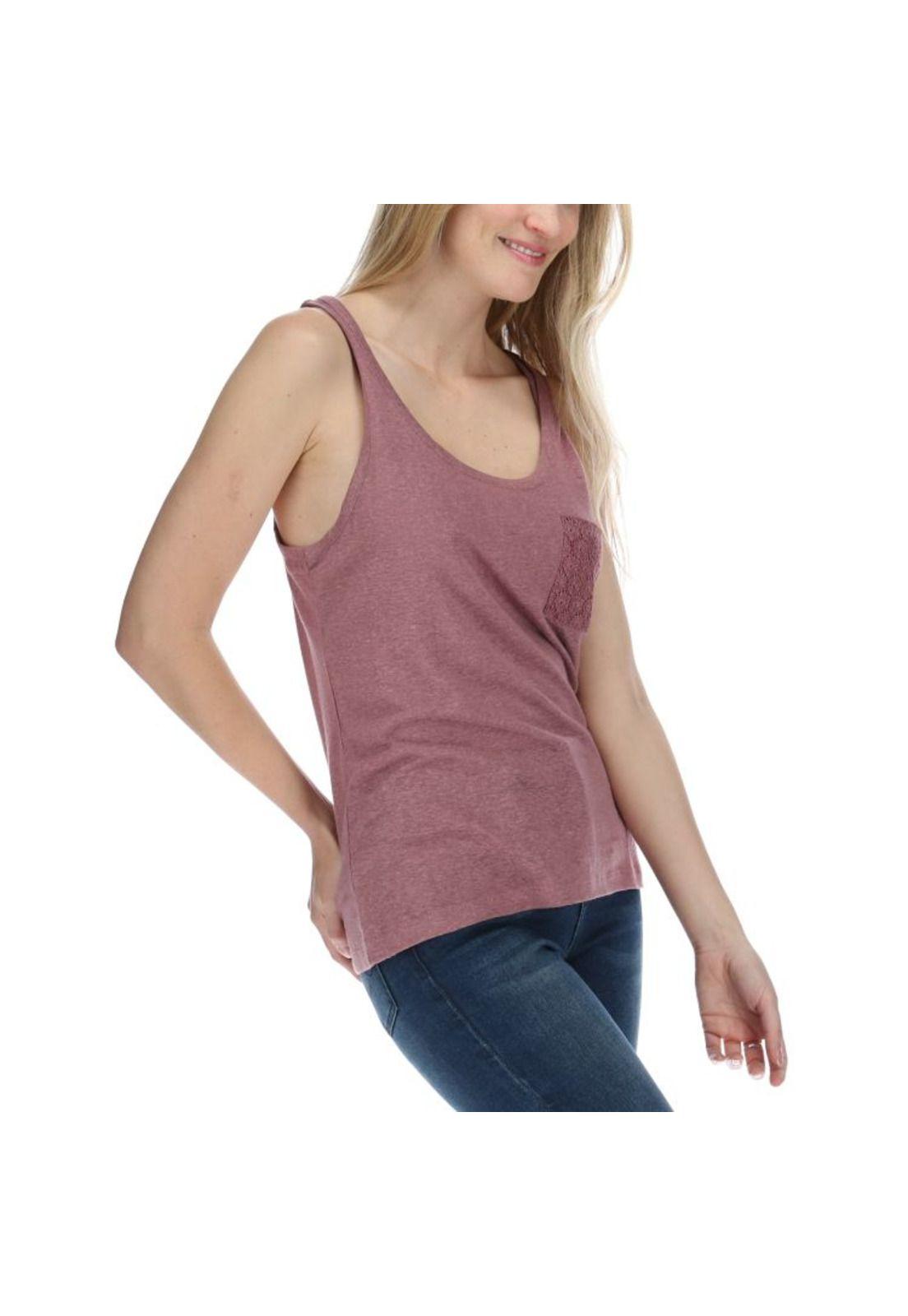 Polera Sm Mujer Lace Pocket Tank Top Burdeo-3