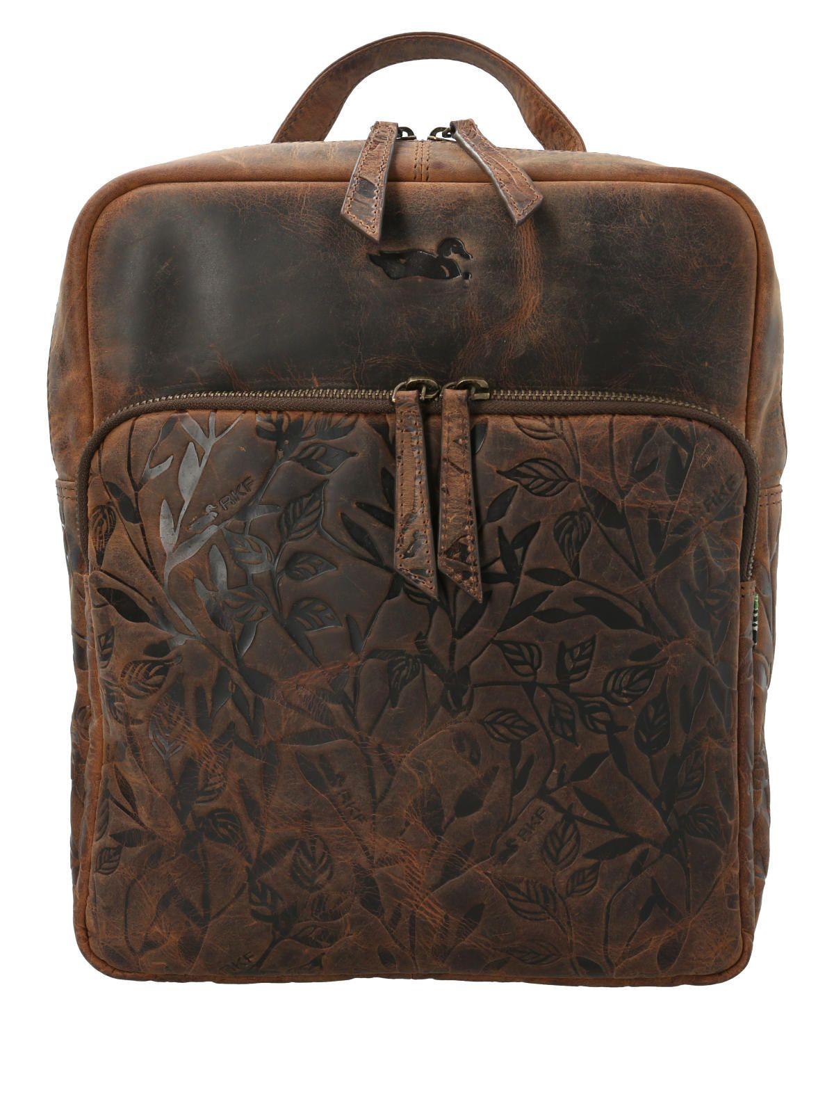 Mochila Cuero Mujer Flower Backbag Chocolate-0