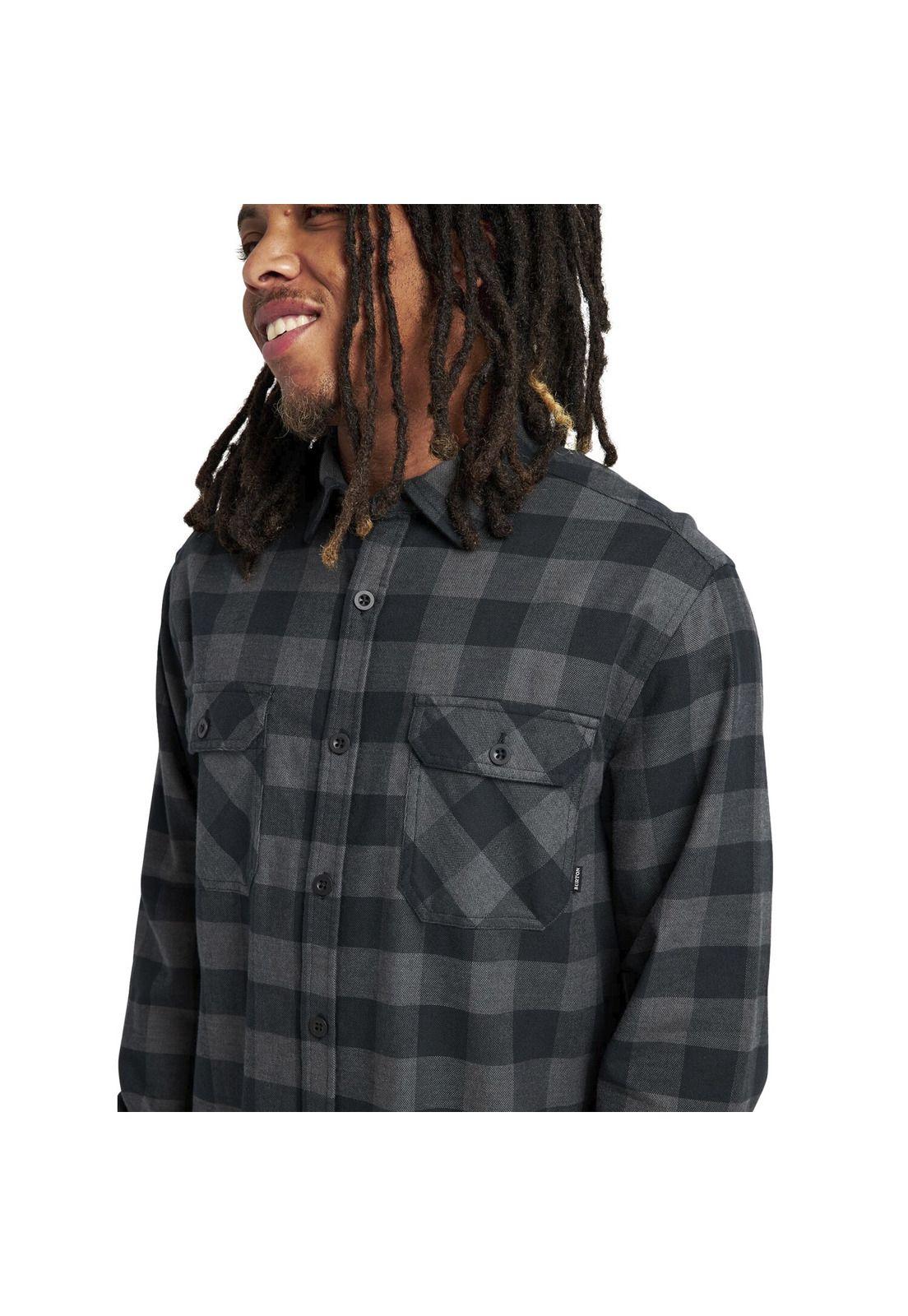 Camisa M/L Hombre Brighton Flannel Gris-3