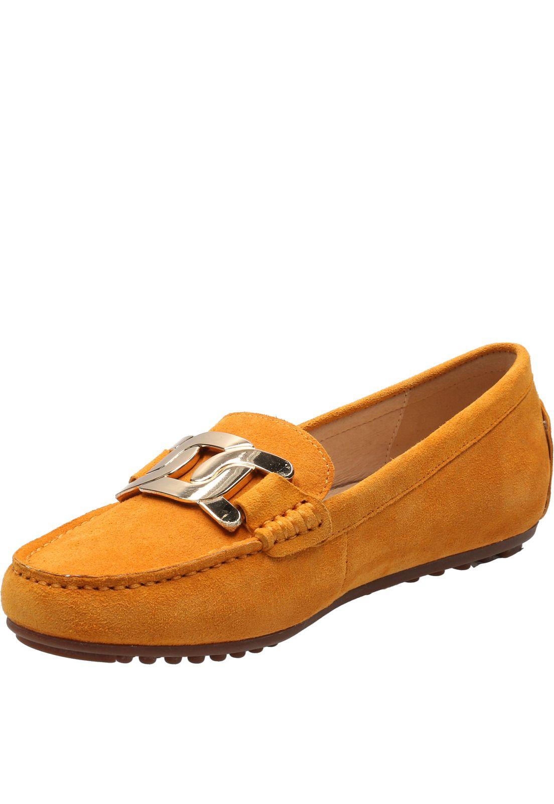 Mocasin Cuero Mujer Chain Amarillo-3