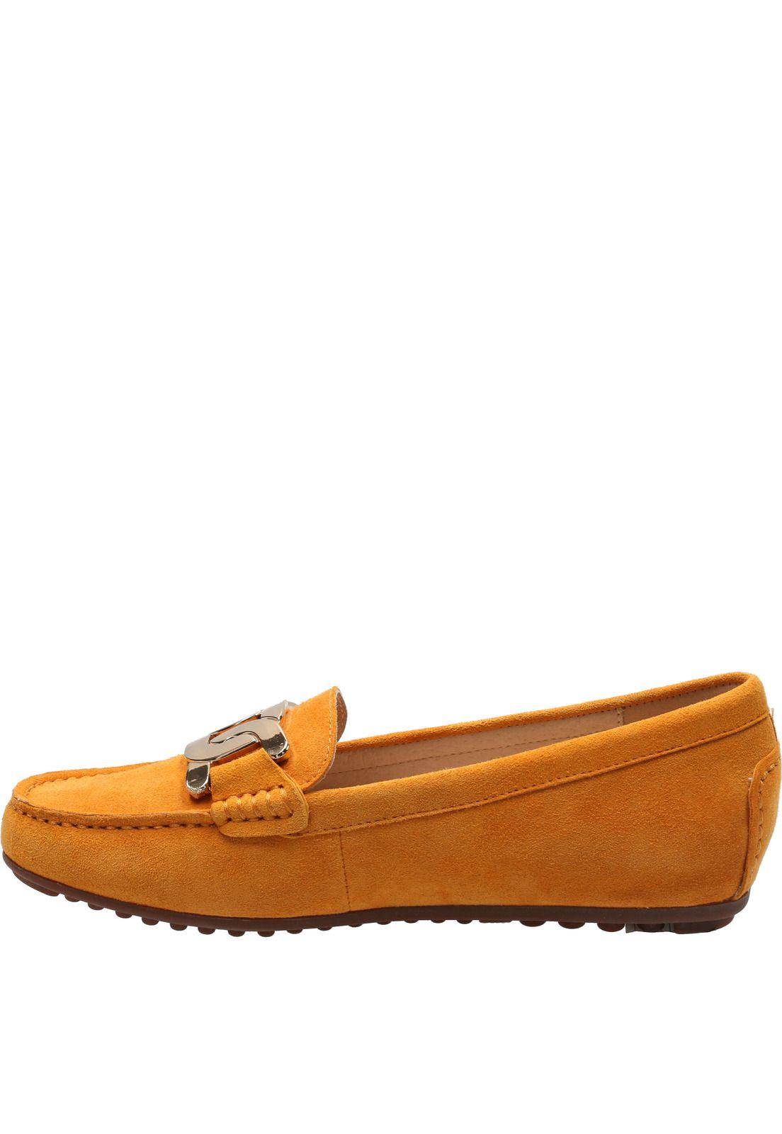 Mocasin Cuero Mujer Chain Amarillo-4
