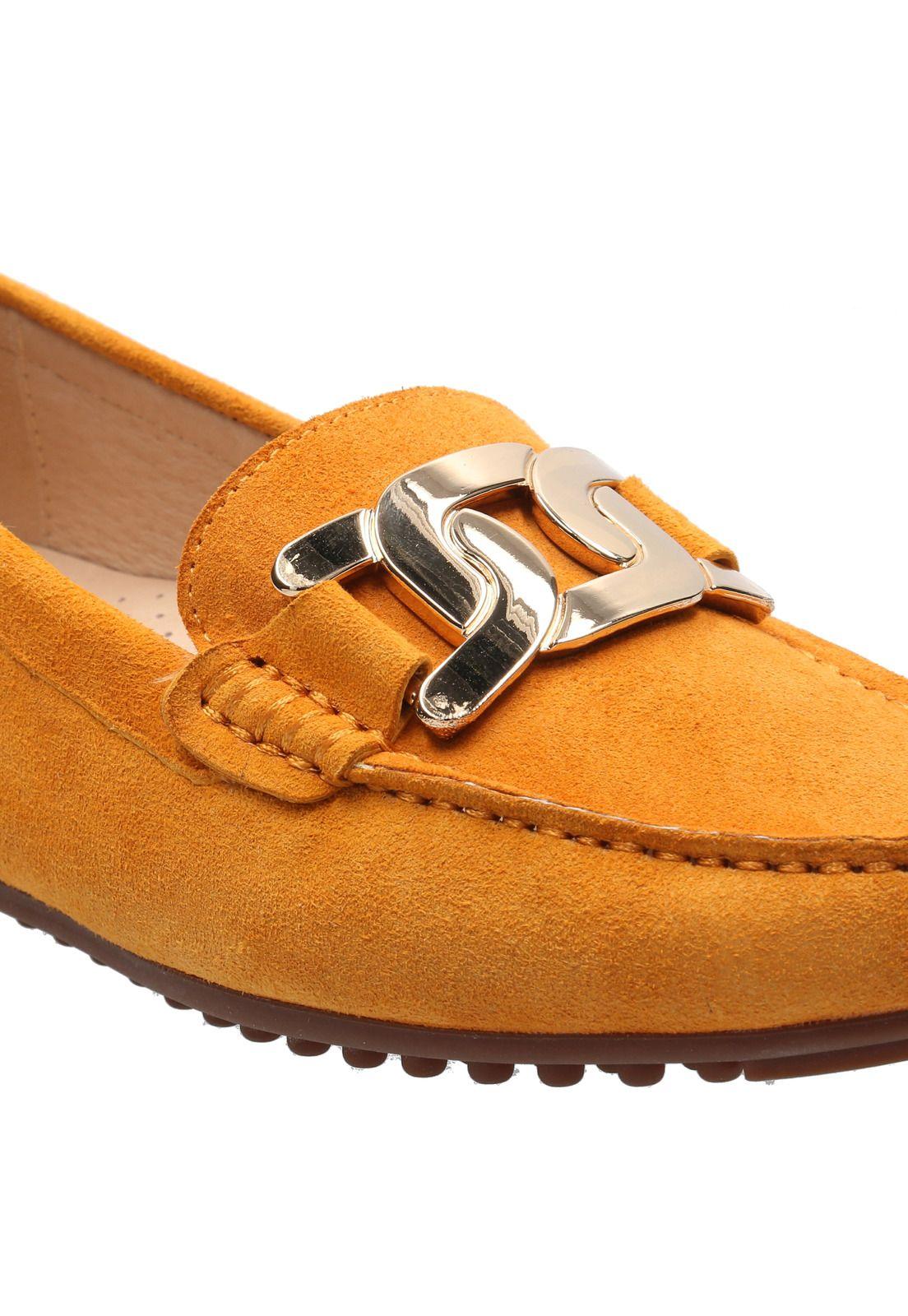 Mocasin Cuero Mujer Chain Amarillo-6