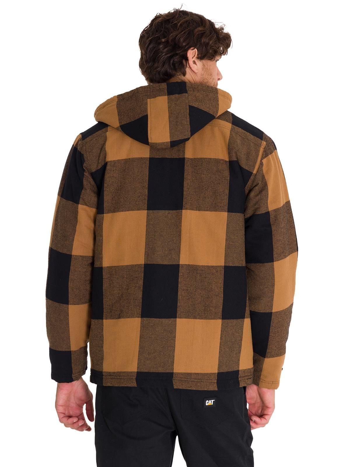Chaqueta Hooded Flannel Hombre Negro y Café-3